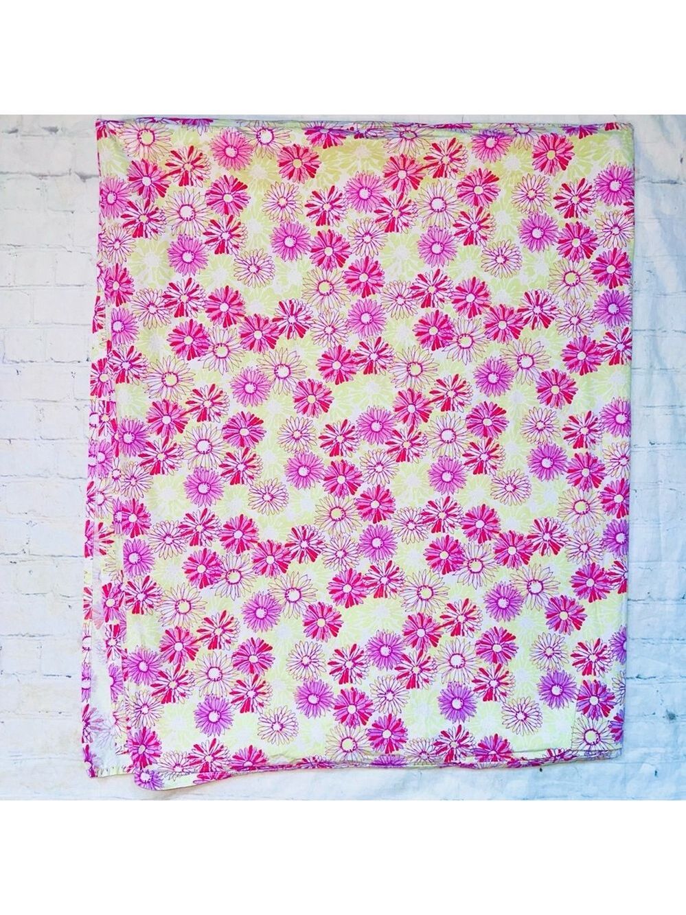 EUC LL Bean Floral Pink Yellow Floral Daisy Print Twin Flat Top Sheet